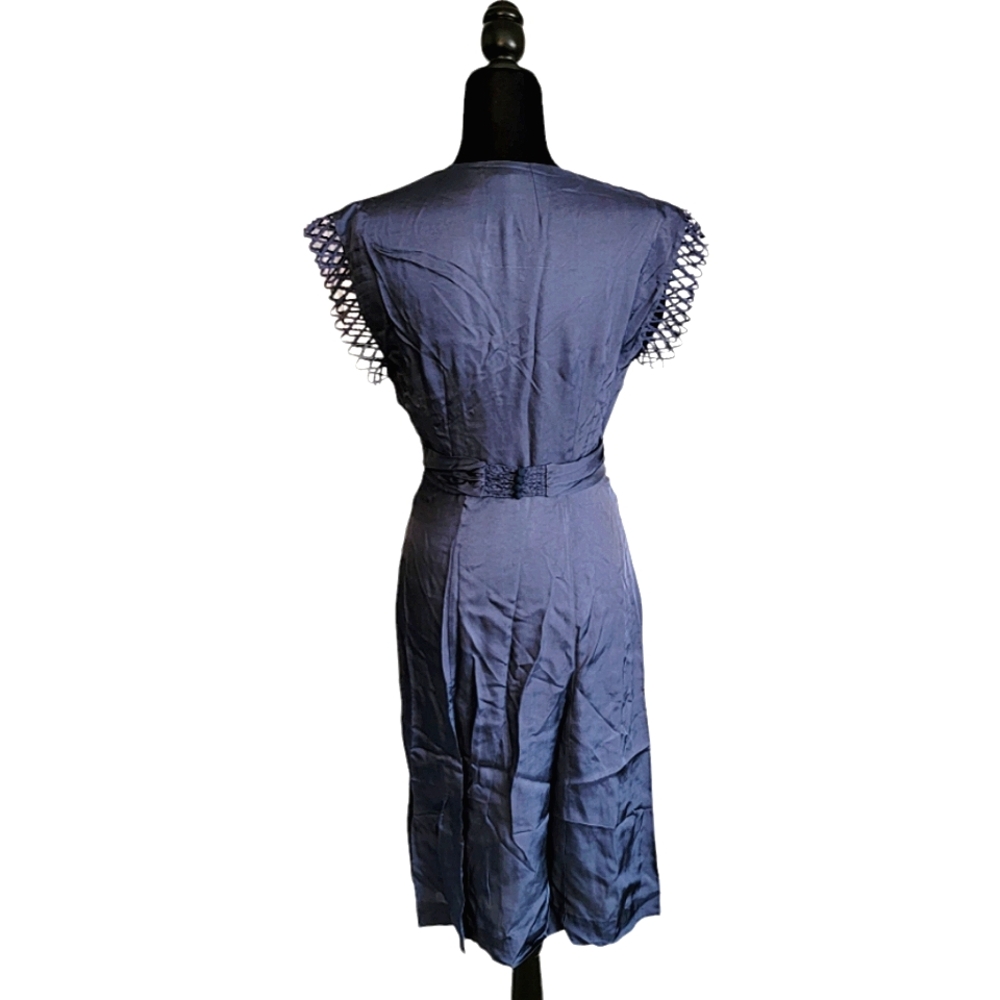 BCBGMAXAZRIA Navy Blue Iridescent Wrap Cocktail Dress NEW - Picture 3 of 16
